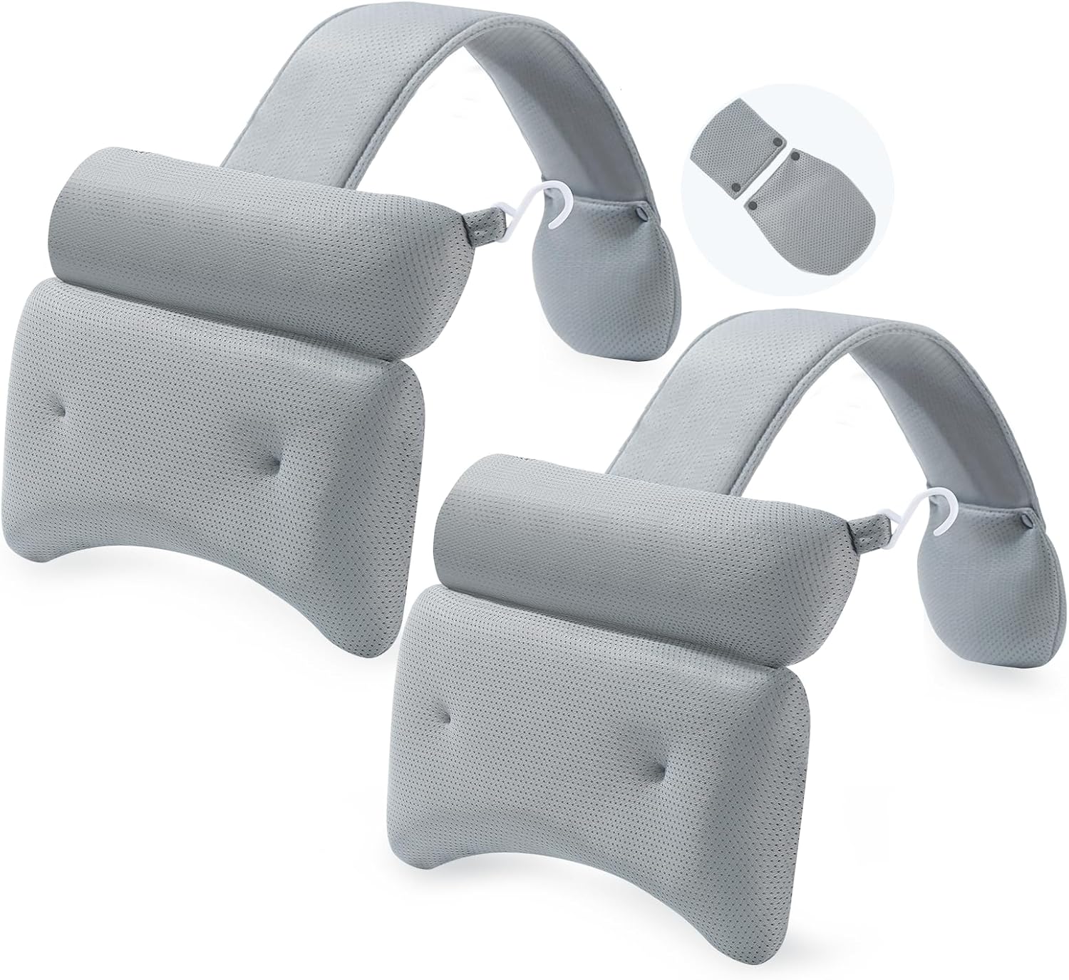 2-Pack Grey Dual-Section Hot Tub & Spa Headrest Pillows