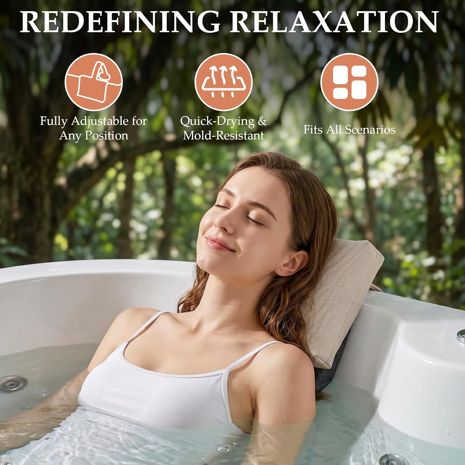 2-Pack Soft Inflatable Hot Tub Pillows with Weighted Straps