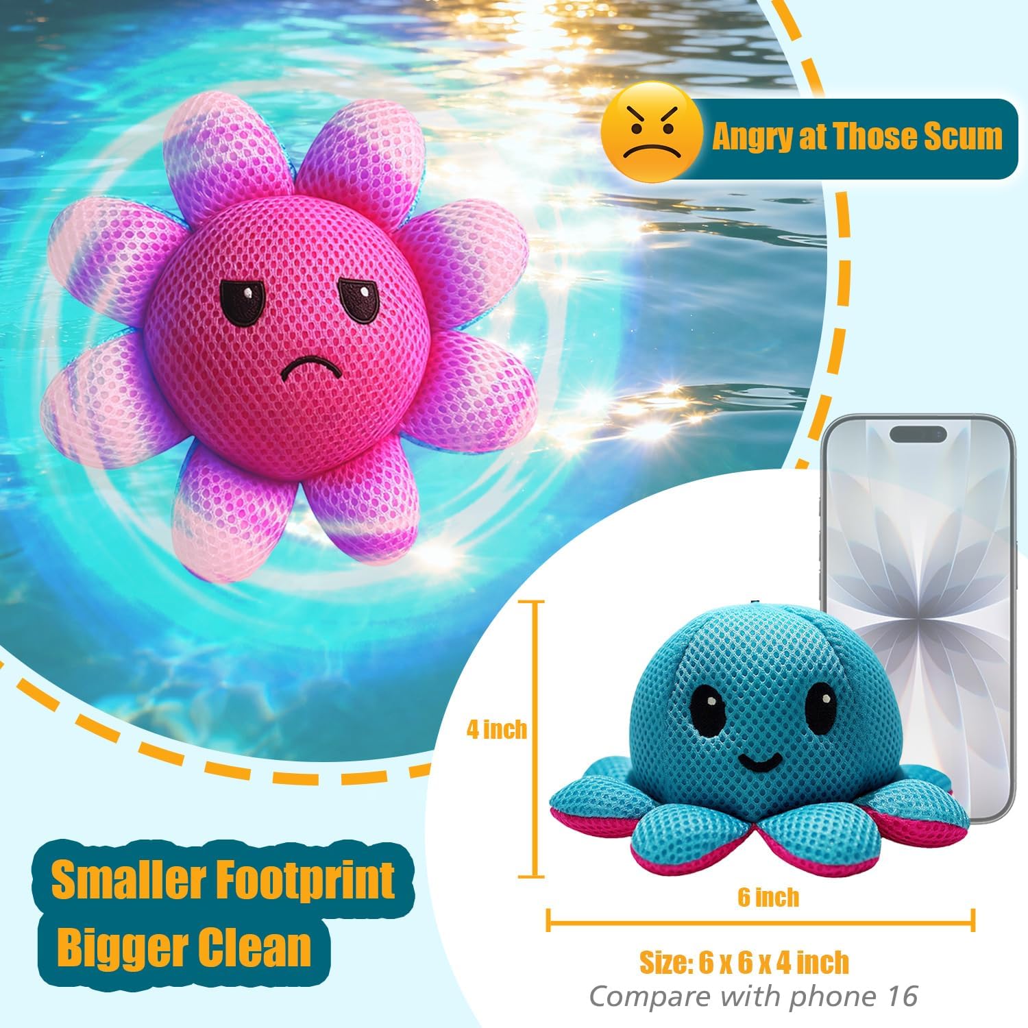 Reusable Hot Tub Scum Absorber Sponge with Smiley Face, 1PC