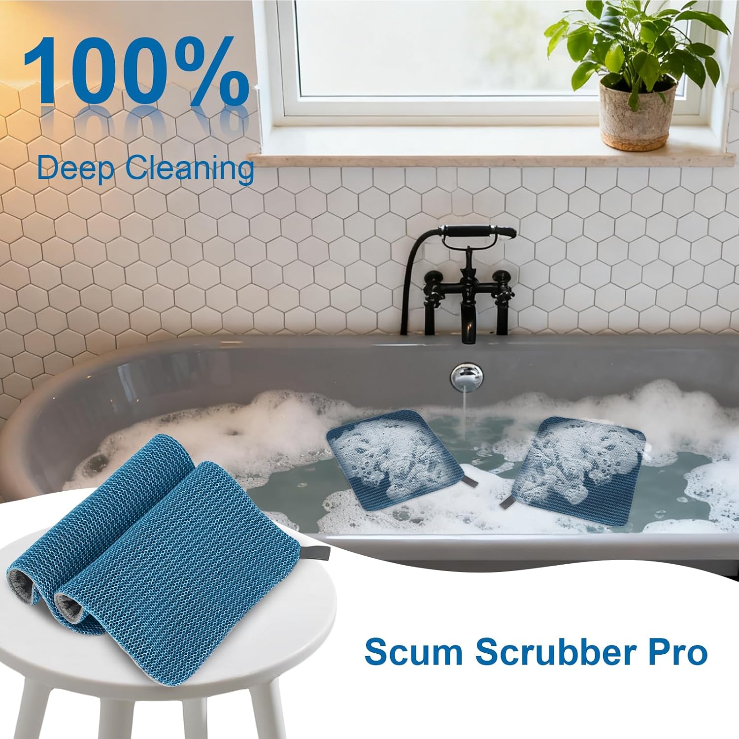 Non-Scratch Hot Tub & Spa Cleaner Towels, Scum Remover (12"x12")