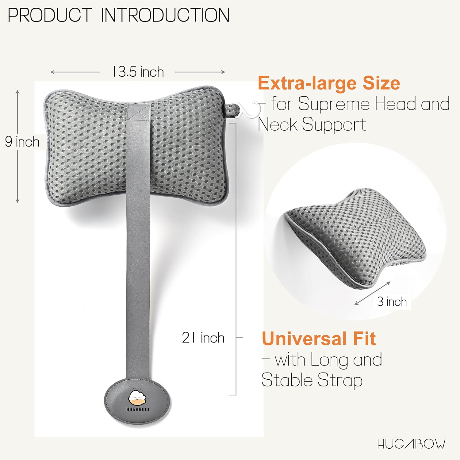 Hugabow 2-Pack Large Hot Tub & Spa Pillow, Grey